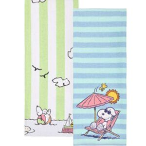NWT ~ Officially Licensed Peanuts Snoopy Summer Themed 2-Pack Kitchen Towel Set